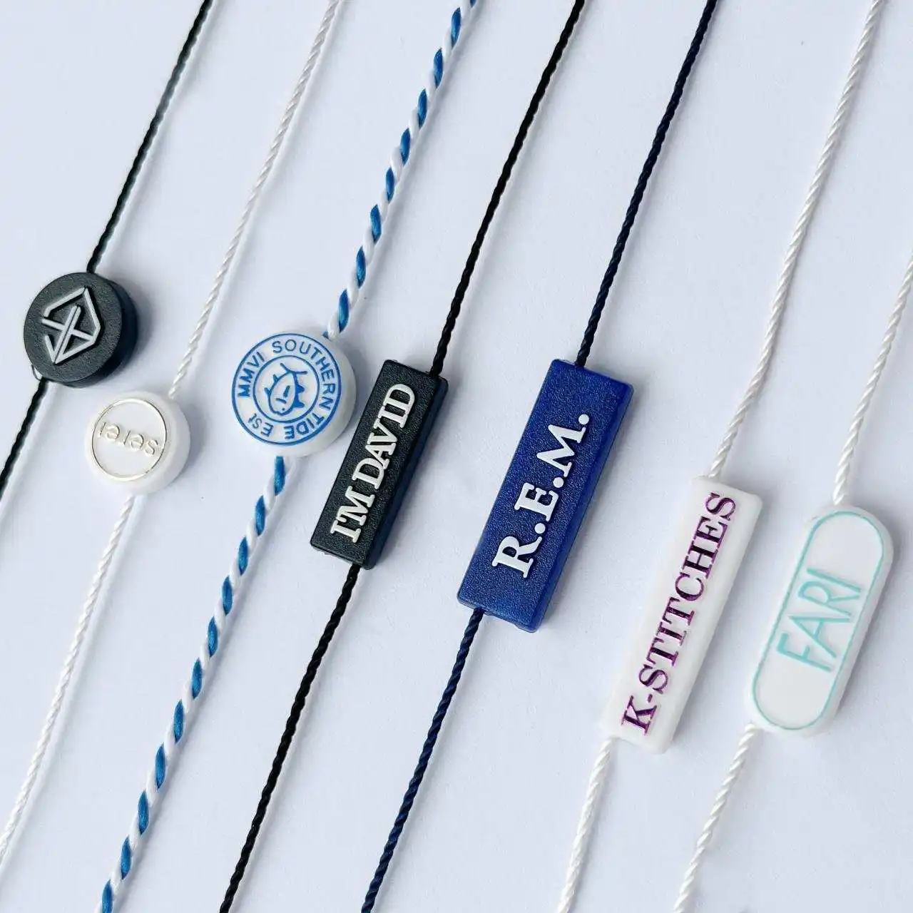 Best selling swing hang tag string in china factory Plastic Hang Tag String for 